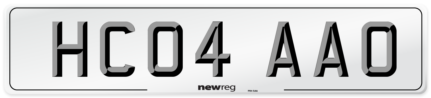 HC04 AAO Number Plate from New Reg
